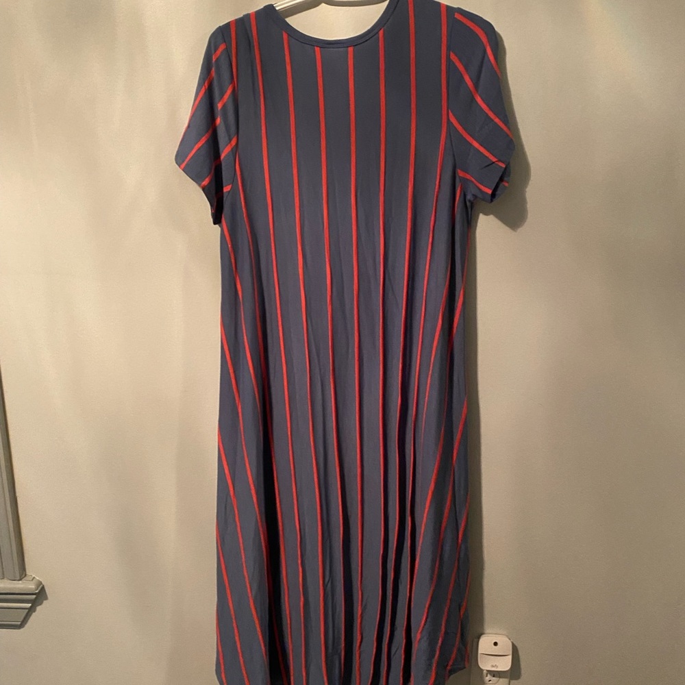 Blue with pink stripes Lularoe Carly